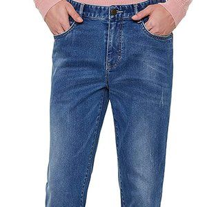 YUCENFU Regular Fit Stretch Lined Jeans Straight Fit Carpenter Elastic W…